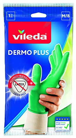 Vileda Dermo Plus/Sanft & Schonend Gummihandschuhe latexfrei, Größe M, 4 Paar