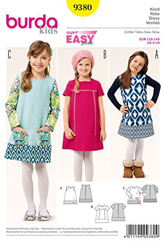 burda kids Schnittmuster #9380 Mädchen Kleid Gr. 110-140