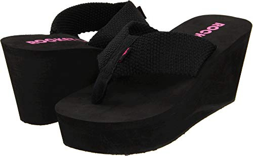 Rocket hund dykare vävband för kvinnor kil flip-flop