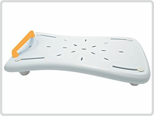 Badewannenbrett 70 cm lang Wannensitz Badewannensitz mit Seifenablage und mit orangem Griff