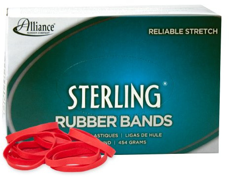 Alliance Rubber 94645 Sterling Rubber Bands Size #64, 1 lb Box Contains Approx. 380 Bands (3 1/2 x 1/4, Red)
