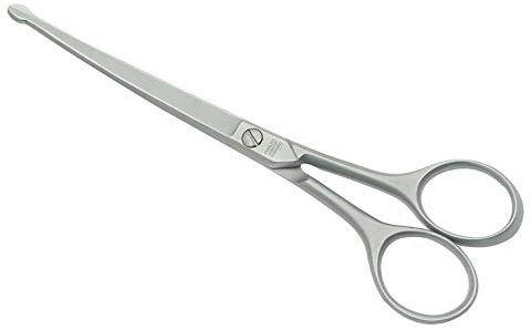 Hochwertige Hundeschere/Fellschere aus Solingen 16,5 cm lang, gebogene mattierte Ausführung, Ohne Haken, rostfreier Edelstahl