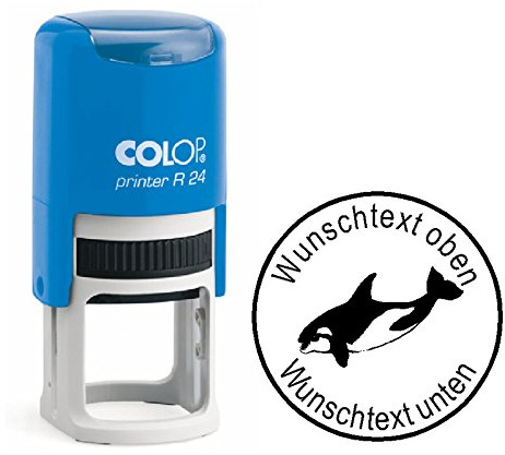 Taucherstempel « ORKA ORCA » Abdruck ca. Ø 24 mm - Stempel für Taucher mit persönlichem Namen, Motiv & Tauchspruch - Wal
