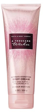 Bath & Body Works A Thousand Wishes Body Cream, Ultimate Hydration Moisturizer with Shea Butter & Hyaluronic Acid for Dry Skin, Prosecco and Peony Scent, 8 oz - 1 Pack