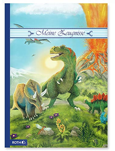 ROTH Zeugnismappe T-Rex - mit 10 A4 Klarsichthüllen, dokumentenecht - Dino Dokumentenmappe