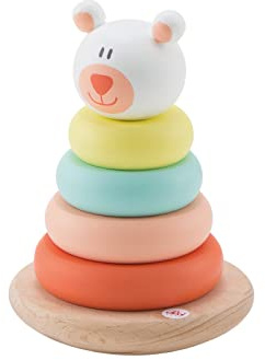 SEVI 82949 Holz Stapelspiel Bär, magnetisches Steckspiel, Motorikspielzeug zum Sortieren, Stapelturm 6 Teile, Lernspielzeug für Kinder und Babys ab 1 Jahr, ca. 10 x 14 x 10 cm, Bunt