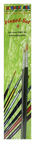 Eulenspiegel 955567 - Profi Pinsel-Set 4, 2 Kunstfaserpinsel, Schmink-Pinsel, Face- und Bodypainting | Aus Kunstfasern, Katzenzunge Größe 2 sowie Rundpinsel Größe 4, für Schminke & Facepainting