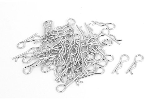 sourcing map 50 Stück Federsplint 1 mm x 16 mm Haarnadel Form Splint | Verzinkter Sicherungssplint Silber Ton