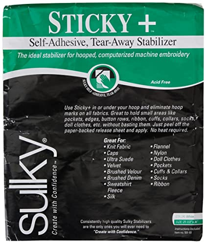 Sulky Sticky Self, 22.5-Inch by 36-Inch, Adhesive Tear/Away Stabilizer
