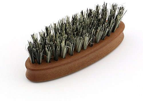 Bartbürste vegan - ovale Bürste für Veganer und Tierhaar-Allergiker aus zertifiziertem Birnbaumholz und grauer Faser (Fibre), zur Bartpflege, Vollbart, Kosmetik, Maße ca. 83 x 27 mm, Made in Germany