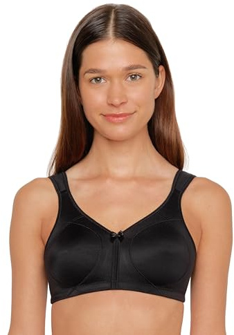 SUSA avlastande bh dam utan bygel Topsy Plus I dambehåar med förformade duo-kupor I bra avlastning, hög bärkomfort I underbar hudkänsla, Svart (004), 90G