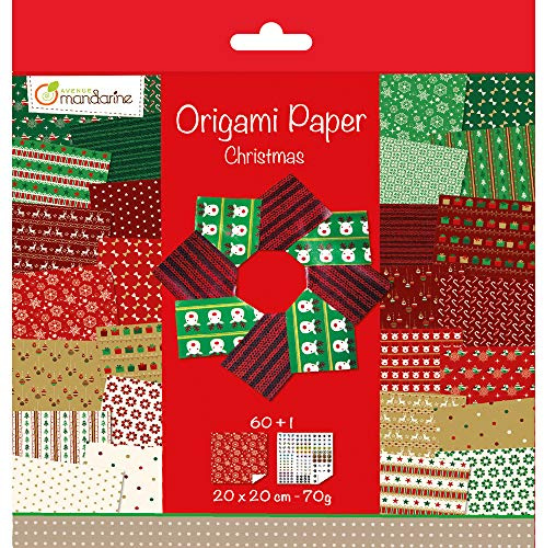 Origami-Papier von Avenue Mandarine, 20 cm x 20 cm, (Weihnachtsmotive), mehrfarbig