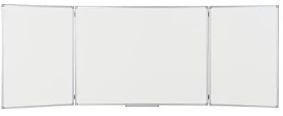 Bi-Office Earth Trio – whiteboard hopfällbar tavla med 3 vita väggpaneler, magnetiska emaljerade ytor, 90 x 60/180 x 60 cm
