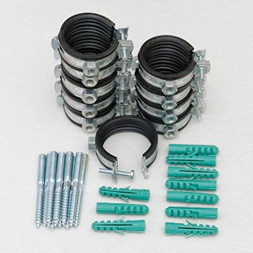Sparset ---- 10 Stück Schraubrohrschelle 31-36 mm 1 mit Stockschraube 8x80 und Dübel 50x10