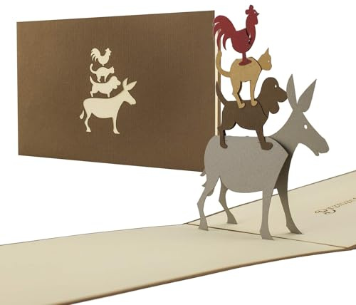 Bremer Stadtmusikanten, Pop-Up Karte als Geschenk für ein Kind oder Souvenir aus Bremen, Klappkarte als Gutschein, A24