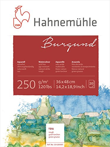 Hahnemühle Aquarellkarton Burgund, rau, 250 g/m², 36 x 48 cm, 20 Blatt