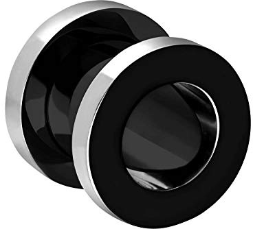 PIERCINGLINE Chirurgenstahl Tunnel | SCHWARZ + POLIERTER RAND | Piercing Ohr Tube | Größenauswahl