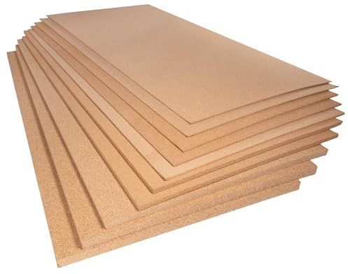 TRECOR® plaque de liège [Format : 1000 x 500 mm] – Très élastique et antistatique – Plaque en liège de qualité supérieure – Poncé d'un côté pour un meilleur aspect (10 mm d'épaisseur)