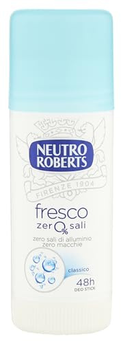 Neutro Roberts, Deodorante Stick Fresco Senza Sali di Alluminio, Zero Macchie, Protezione Naturale con Note Floreali, Deodorante Uomo e Donna, Dermatologicamente Testato - Flacone da 40 ml