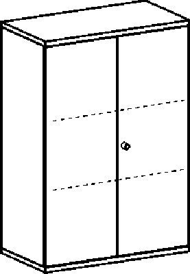 Büro-Flügeltürenschrank, BxTxH 800x425x1152 mm, 3 OH, 2 Böden, Schloss, lichtgrau