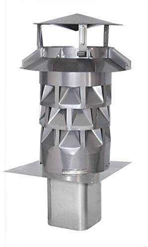 Nischenmarkt Schornsteinaufsatz/Kaminaufsatz/Regenhaube Windkat Edelstahl DN 160 - Einschub abgerundete Ecken 156 mm z.B. für Plewa/Tona + Silikon