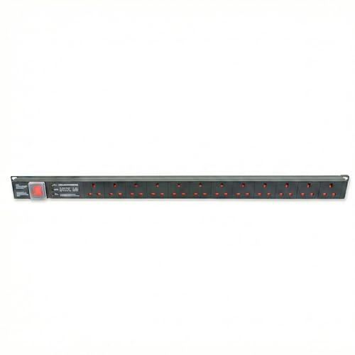 Dynamode 12 Gang Vertical 13a Switched Power Bar 32AMP Distribution Unit (PDU) Multi Plug Power Strip Electric Charging Station. Made Of Aluminum Alloy With Plug Rackmount and Surge Protector, 2M