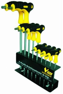 Vigor 38937-10 Jeu de 9 tournevis Torx avec manche en T