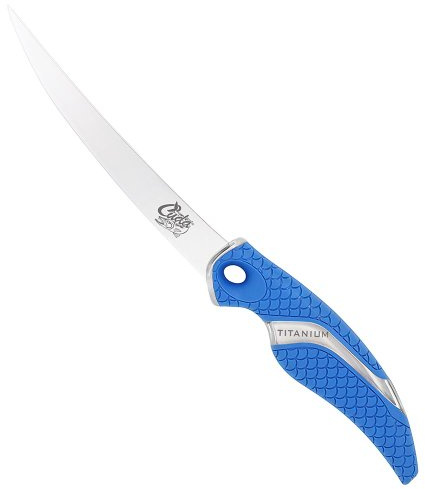 CUDA 6 Curved Boning 18833 Titanium Bonded Corrosion Resistant Stainless Steel Blade Fish Knife with Precision Ground Edge & Non-Slip Grip For Freshwater Use