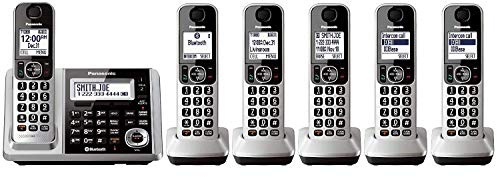 Panasonic KX-TGF375S + 1 KX-TGFA30S Handset (6 Handsets Total) Bluetooth Cordless Phone System with Dual Keypad (KX-TGF370S + 5, KX-TGF372S + 4, KX-TGF373S + 3, KX-TGF374S + 2) (Renewed)