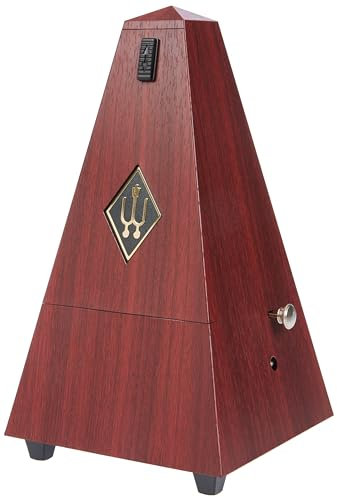 Wittner Metronom Taktell Pyramidenform System Maelzel Serie 855 - Kunststoffgehäuse - Mit Glocke - Mahagoni-Maserung - Mechanisch zum Aufziehen - Keine Batterien erforderlich - Made in Germany