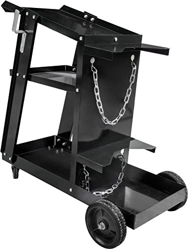 Güde 20038 Schweißwagen GSW200 (max. 27 kg Tragkraft, 3 Ebenen, Gasflaschenhalterung mit Sicherheitsketten, für alle gängigen Schweißgeräte und Plasmaschneider), Schwarz