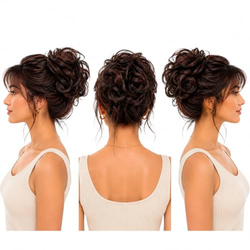 CAISHA 100% ECHTHAAR Haargummi Haarteil Haarverdichtung Schwarz braun H312e