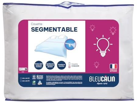 Bleu Calin Couette Chaude Segmentable 2 Personnes 220x240 cm, Lavage Facile en machine jusqu’à 95 °C, Fabriquée en France