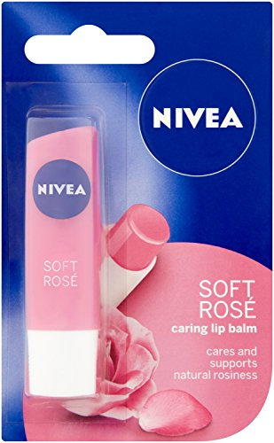 Nivea Caring Lip Balm, 4.8 g, Soft Rose, Pack of 12