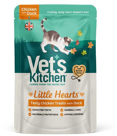 Vet's Kitchen - Katzensnacks für die Zahngesundheit - Little Hearts Crunchy Huhn und Ente - 4 x 60 g
