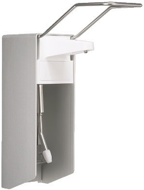 Metallspender für Desinfektionsmittel, Wasch- und Pflegelotionen 32 cm Armhebel
