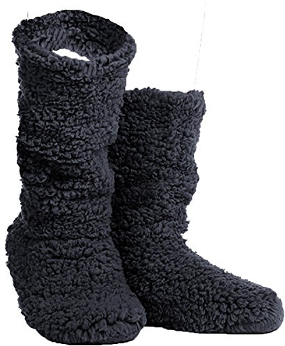TOSKATOK Ladies Girls Cosy Warm Microfibre Fleece Boot Slippers-BLACK