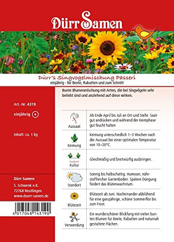 Dürr-Samen - Blumenmischung Singvogel-Mischung Passeri 1 kg einjährig Saatgut