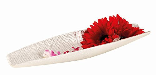 Mel O Design Ciotola decorativa moderna portafrutta in ceramica argento, lunghezza 36,5 cm