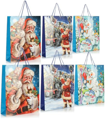 com-four 6 x presentpåsar till jul, jultomten och advent – presentförpackning 42 cm – XXL presentpåse med julmotiv – presentpåse i papper (06 stycken – XXL)