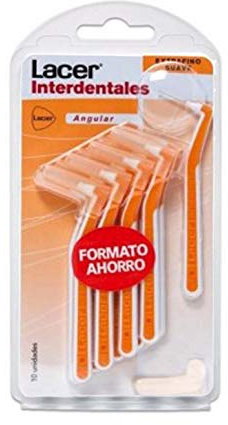 LACER - Cepillo Interdental Angular Extrafino Suave 10 Unidades, Mango Angulado, Máxima Eficacia, Filamentos Tynex, Cerdas Extrafinas, Previene y Elimina la Placa Bacteriana, Cerdas Suaves