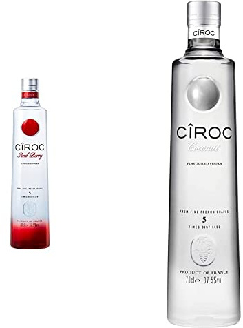 Cîroc Red Berry Vodka aux arômes naturels de Fruits rouges 70 cl & Coconut Vodka aux arômes naturels de Noix de coco 70 cl