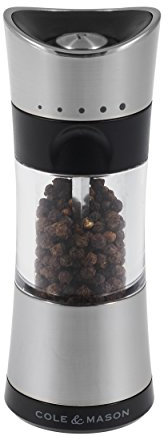 Cole & Mason H306591P Horsham Cromo Molinillo de Pimienta, Precision+/Molienda Ajustable, Cromo/Acrílico, 154mm, Incluye 1 x Molino