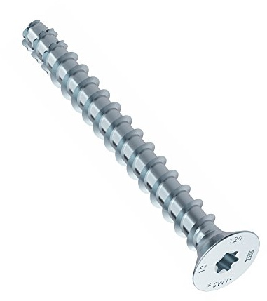 Heco MMS-plus 6x100 Senkkopf Schraubanker, Betonschraube, Anker, Bolzen, sofort belastbar, Stahl verzinkt, blau, 50 Stück