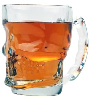 Pacific Giftware Novelty Glass Skull Face Drinking Mug 13oz Beer Juice Water Drinking Glasses