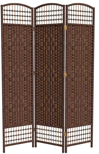 Red Lantern 5 1/2 ft. Tall Fiber Weave Room Divider-DarkMocha-3 Panel, Dark Mocha