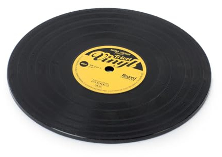 Balvi Dessous-de-Plat Vinyl Couleur : Noir en Forme de Vinyle Silicone 15 cm