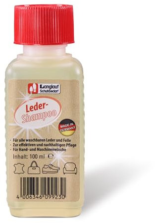 Langlauf Schuhbedarf Lederwaschmittel Lammfellwaschmittel | 100ml Flasche Ledershampoo für viele Wäschen | Waschmittel Hand & Maschinenwäsche | Lambskin Leather Detergent - Lederseife