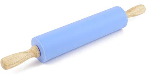 Remeel Silicone Rolling Pin Non-Stick Surface Wooden Handle (Blue, 12 inch)