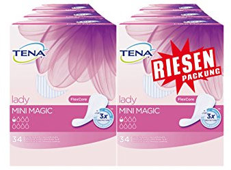Tena Lady Mini Magic Einlagen, Riesenpackung (6 Packungen je 34 Einlagen)